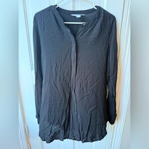 Old Navy Tunic Lengrh Black Button Down Shirt with long sleeves, size L